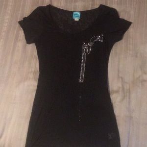 Black see through tee, cowgirl bling